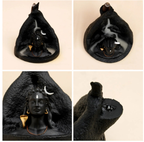 Adiyogi Backflow - Podstawka na kadzidełka + 15 kadzidełek stożkowych