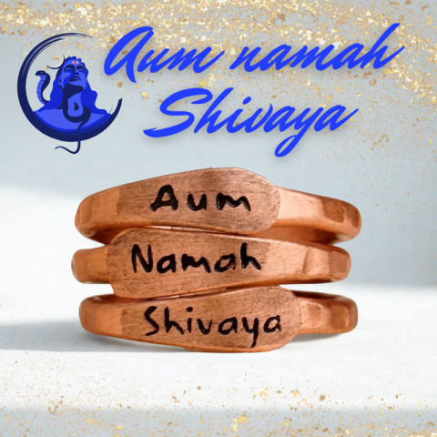 Aum Namah Shivaya Pierścień miedziany regulowany 