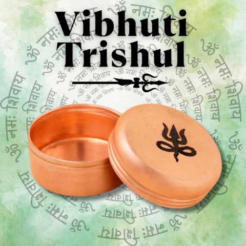 TRISHUL Miedziane pudełko na wibhuti (średni) 