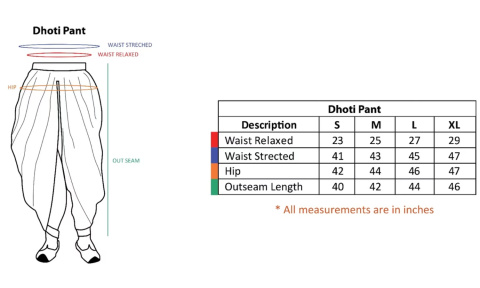 Spodnie unisex Dhoti - Panchakacham - Bawełna organiczna - czarne 