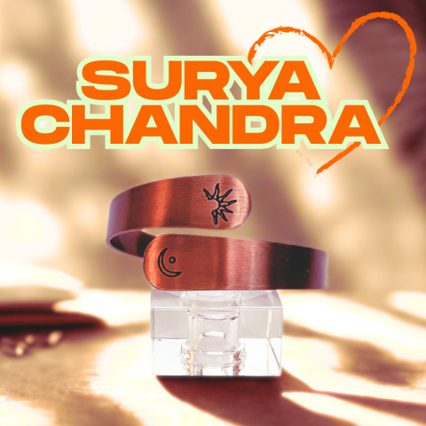Surya Chandra piękna miedziana bransoletka 