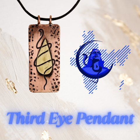Third Eye - Wisiorek z miedzi kutej w kształcie trzeciego oka