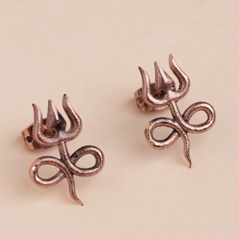 Pendientes Adiyogi Copper Infinity Trishul