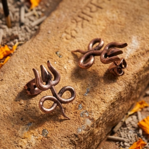 Pendientes Adiyogi Copper Infinity Trishul
