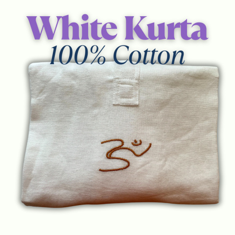 Biała Kurta 100% bawełny organicznej z haftowanym napisem „Aum”