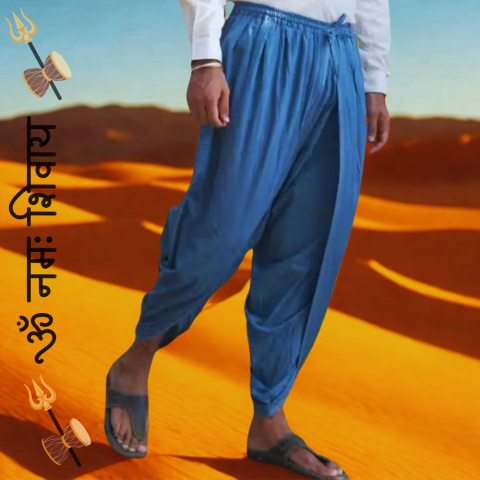 Dhoti - Kolor INDIGO Panchakacham bawełna organiczna - spodnie