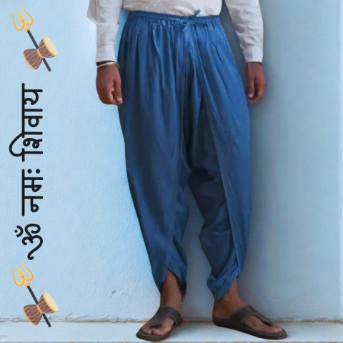 Dhoti - Kolor INDIGO Panchakacham bawełna organiczna - spodnie