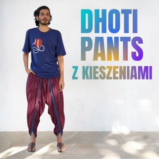 Spodnie Dhoti z kieszeniami – głęboka śliwka – (unisex) bawełna organiczna 