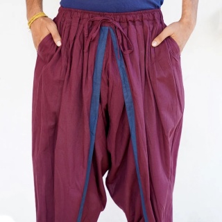 Spodnie Dhoti z kieszeniami – głęboka śliwka – (unisex) bawełna organiczna 