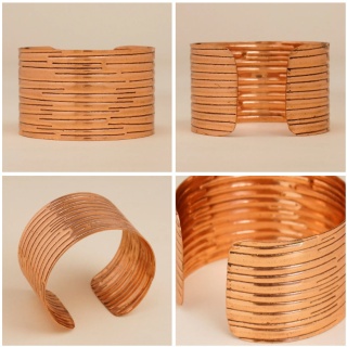 COPPER CUFF Ręcznie Zdobiona piękna miedziana bransoleta 