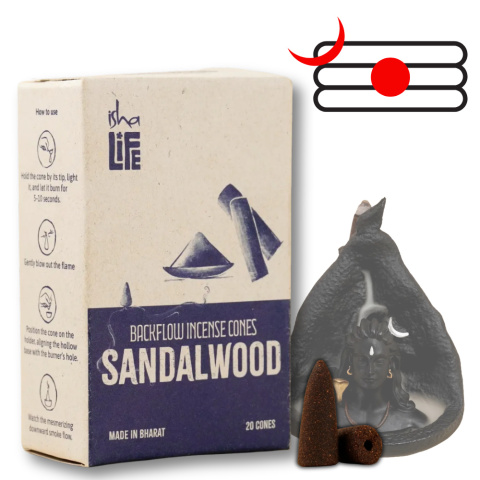 Kadzidełka Stożkowe SANDALWOOD dla Adiyogi Backflow 20 kadzidełek stożkowych