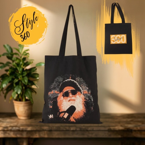 Cotton Bag (Tote Bag) Sadhguru 360° - Negro