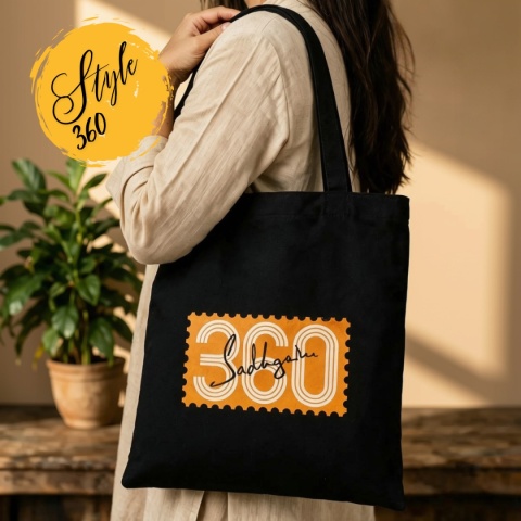 Cotton Bag (Tote Bag) Sadhguru 360° - Negro