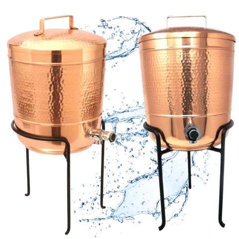 Copper Water Tank 8L Hammered manualmente con Stand