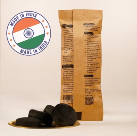 Hecho en Bharat Coal Tribular al incienso de resina Sambrani