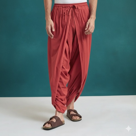 SPODNIE Unisex Dhoti Pant - Red 