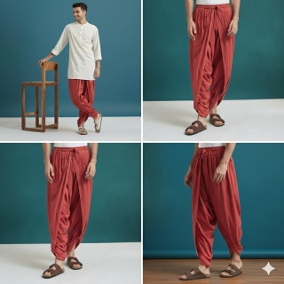 SPODNIE Unisex Dhoti Pant - Red 