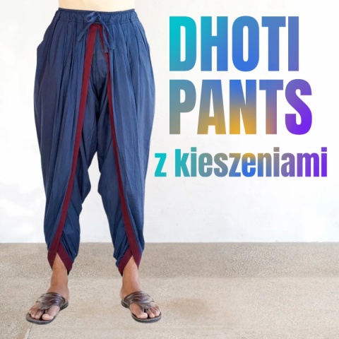 Spodnie Dhoti z kieszeniami – głęboki błękit – (unisex) 