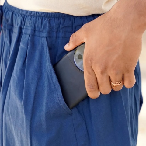 Spodnie Dhoti z kieszeniami – głęboki błękit – (unisex) 