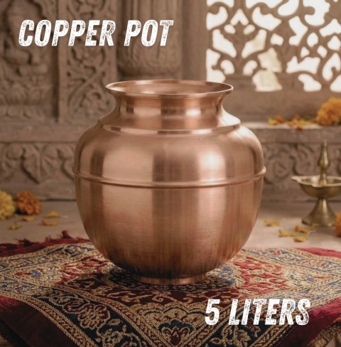 Barco tradicional de agua de cobre (Jeevarasam Pot) – 5 Liters